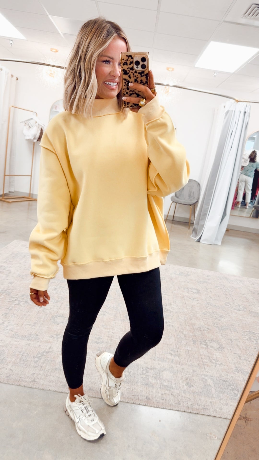 Butter Yellow Reversible Mock Neck Sweatshirt