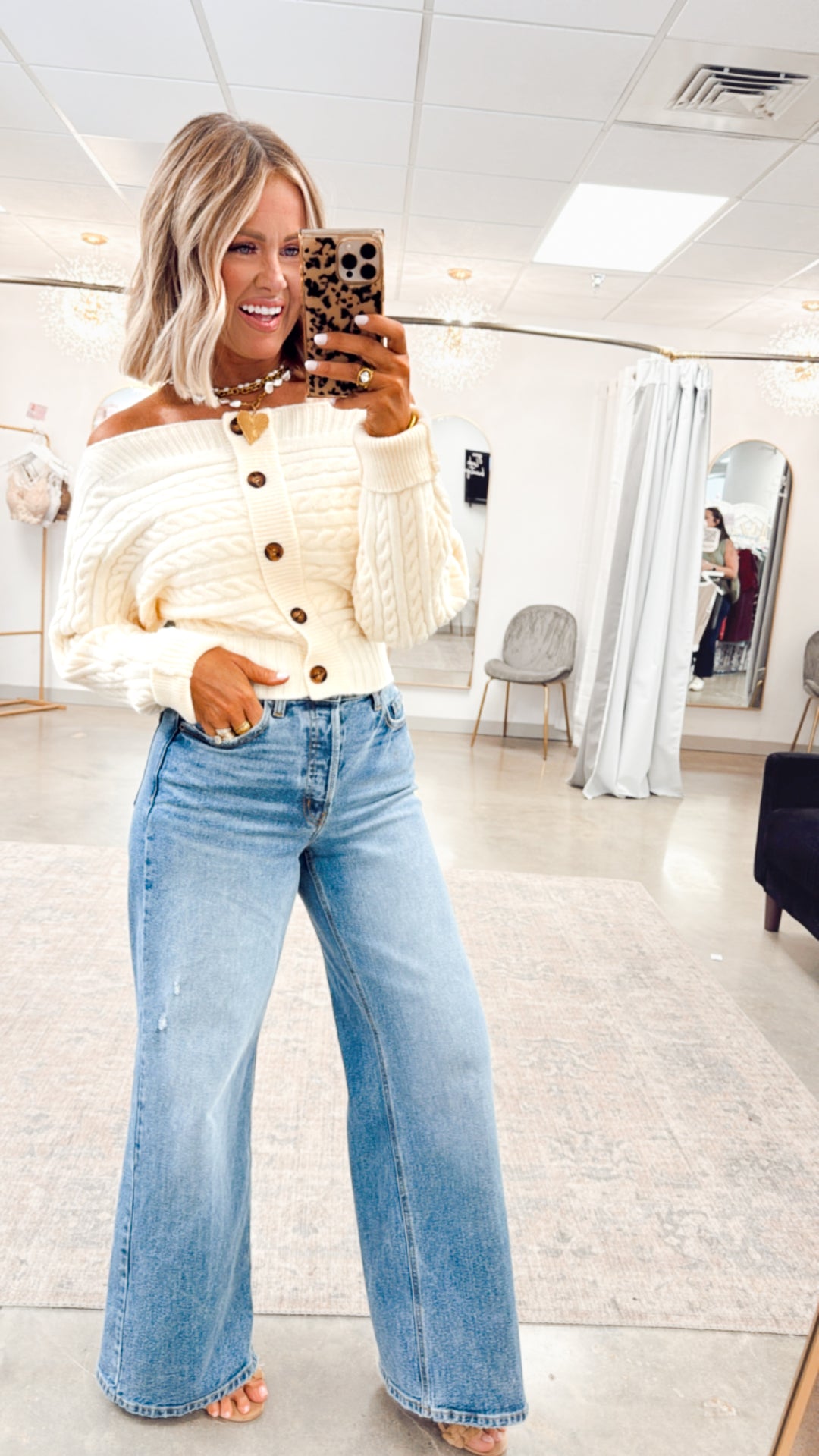 Off Shoulder Sweater Top-Ivory