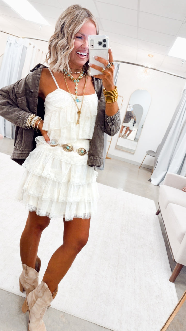 The Whimsical Ruffle Skirt-Cream