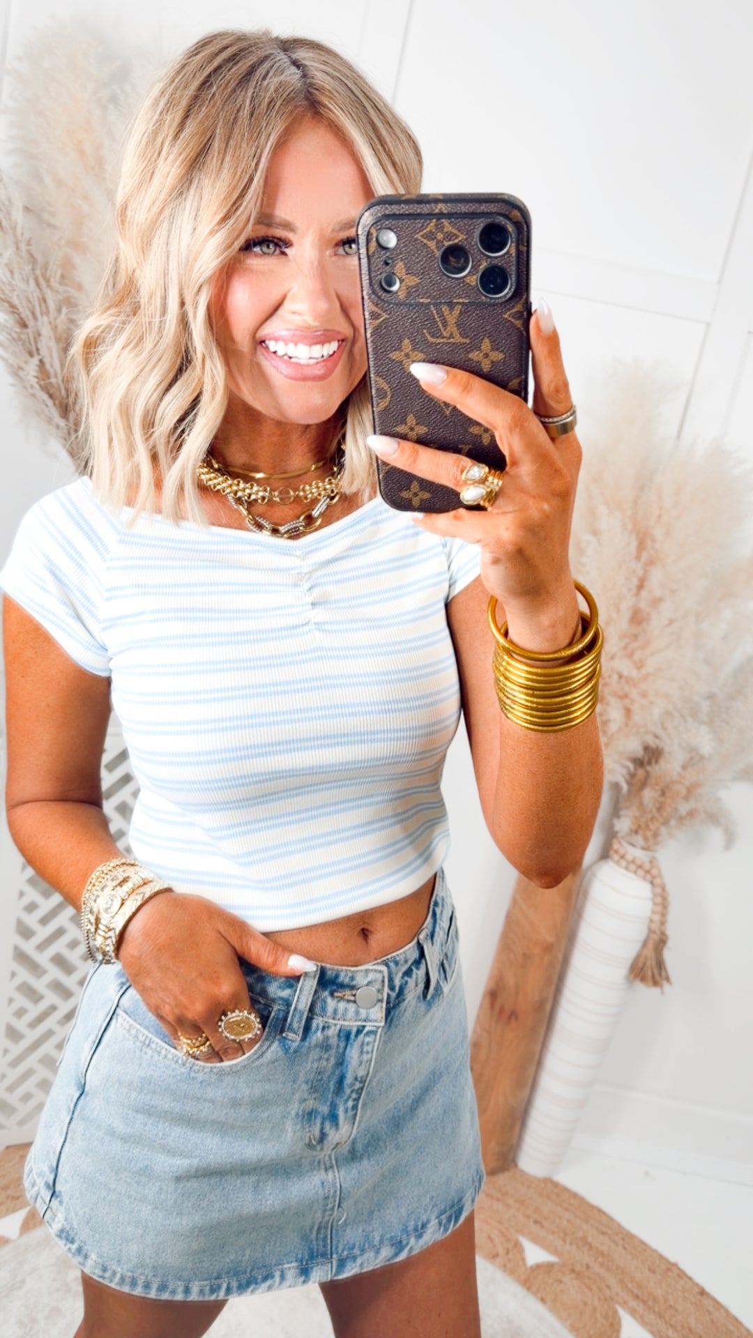 The Lila Ruched Top-Sky/Cream