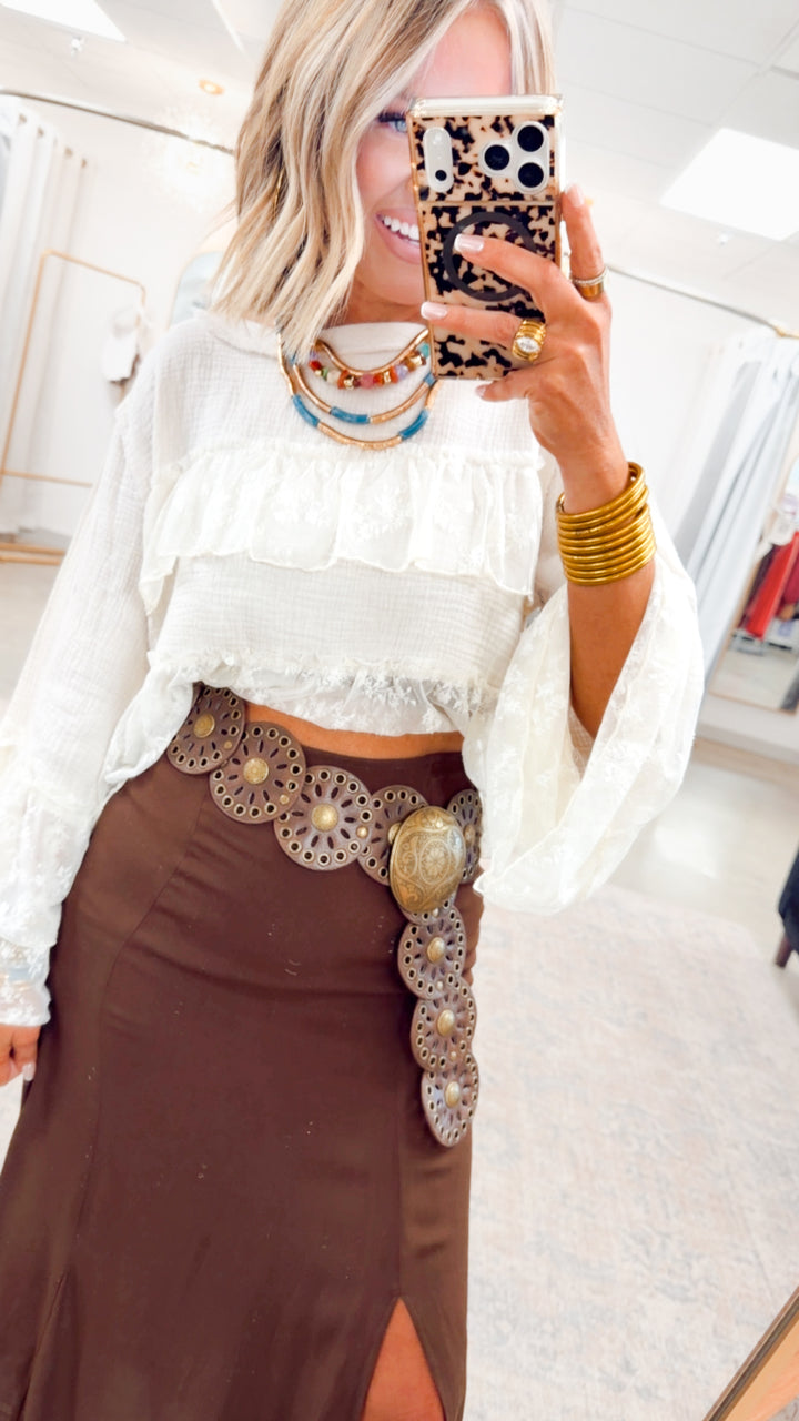 The Wild Sage Mandala Belt- Dark Brown