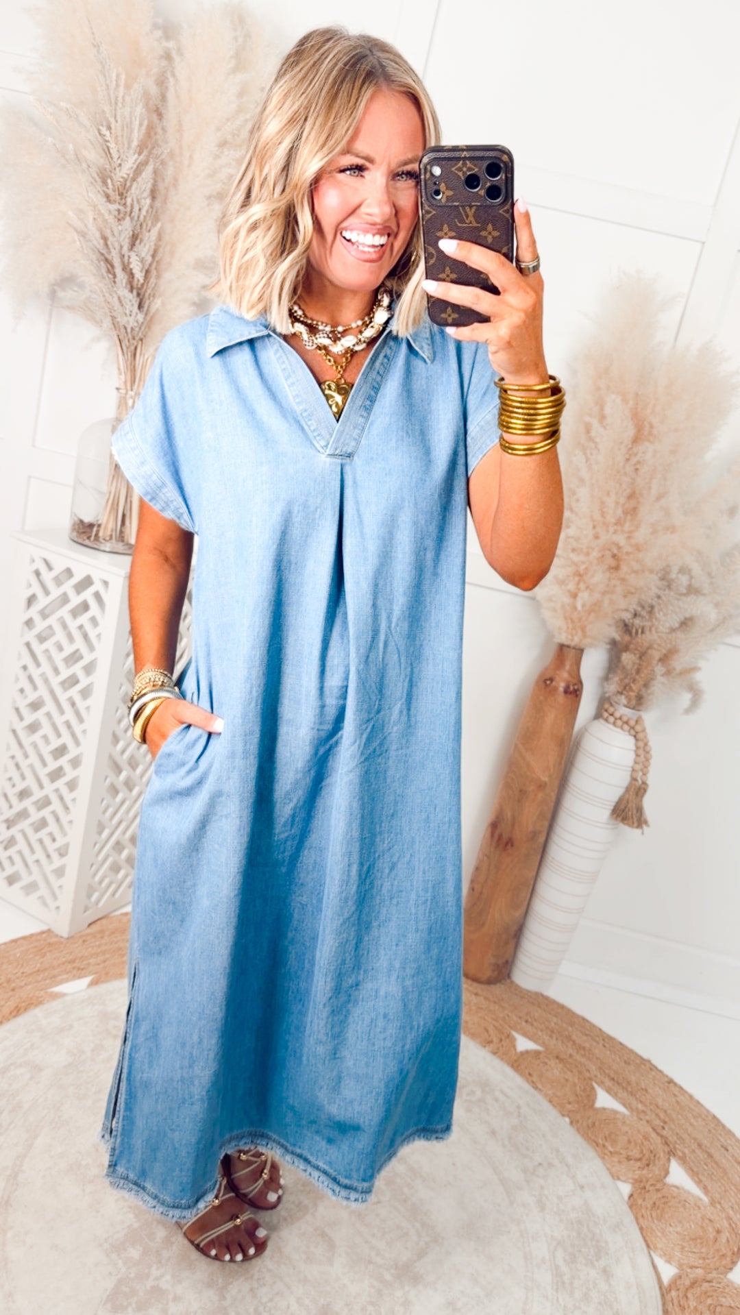 The Sage Washed Denim Dress Small