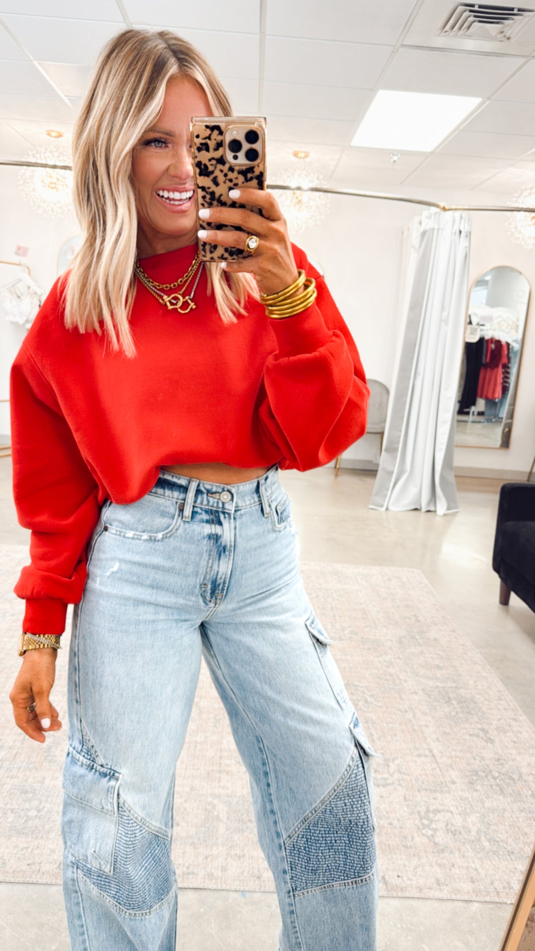 Lounge Ease Sweatshirt-Red