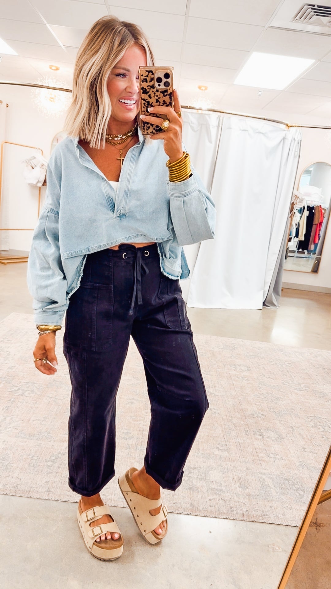 Avery Mineral Wash Denim Top