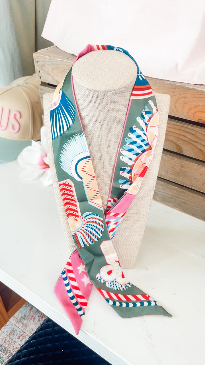 The Olive & Pink Print Scarf Necklace