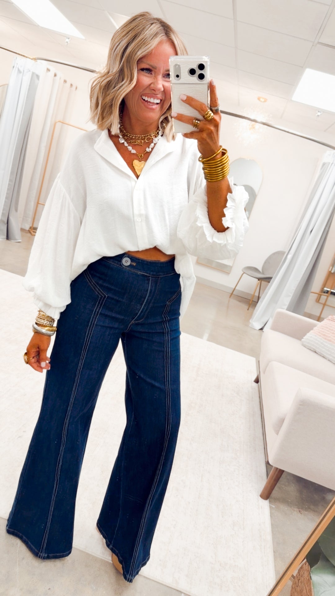 The Lucia Puff Sleeve Blouse-White