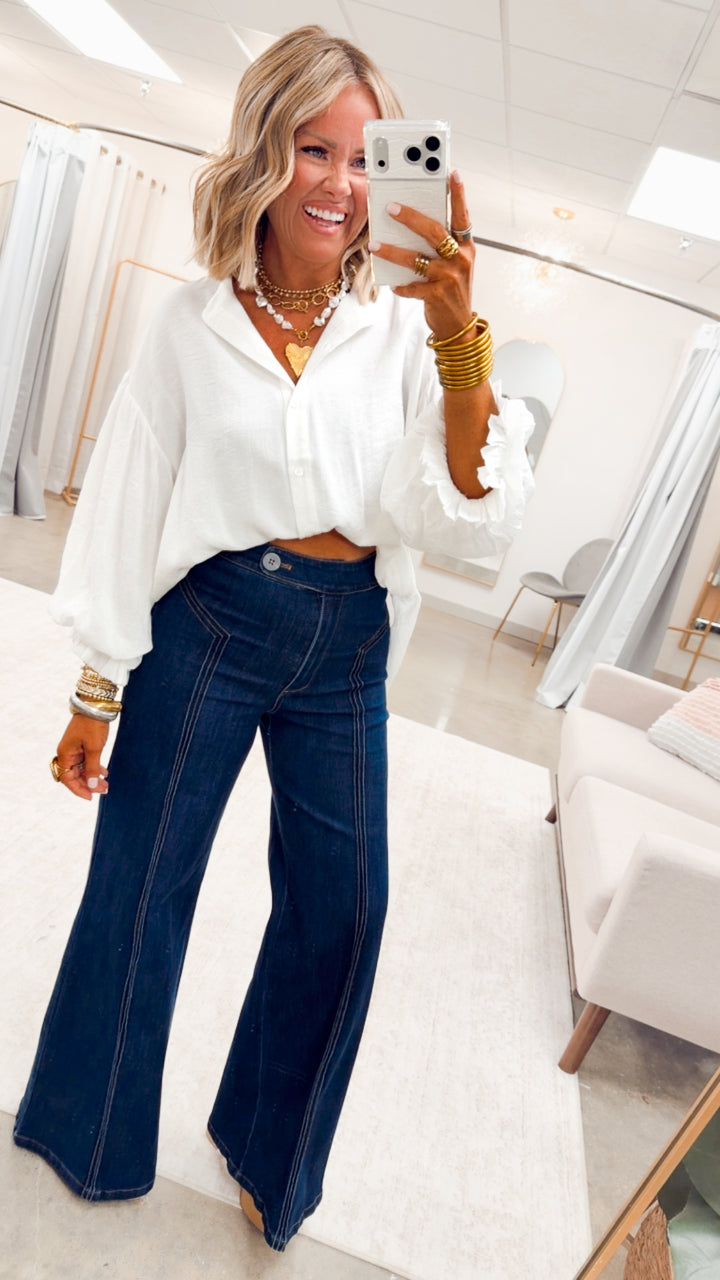 The Lucia Puff Sleeve Blouse-White