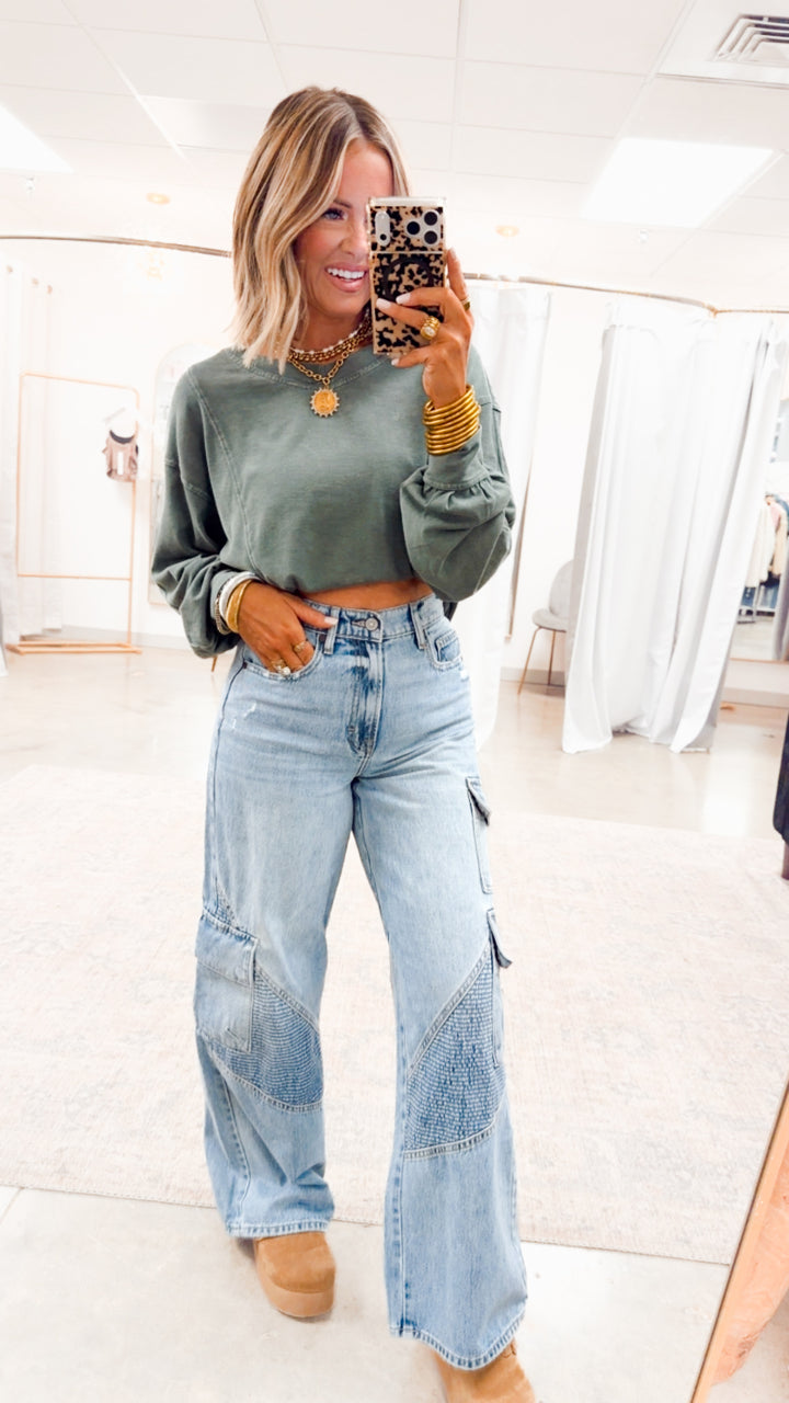 Claire Long Sleeve Top-Regency Green