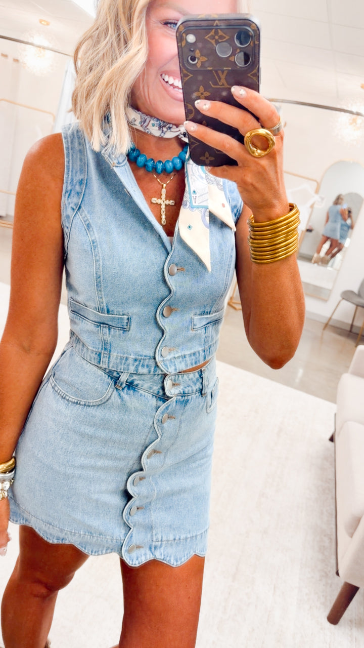 The Rayn Scalloped Denim Set