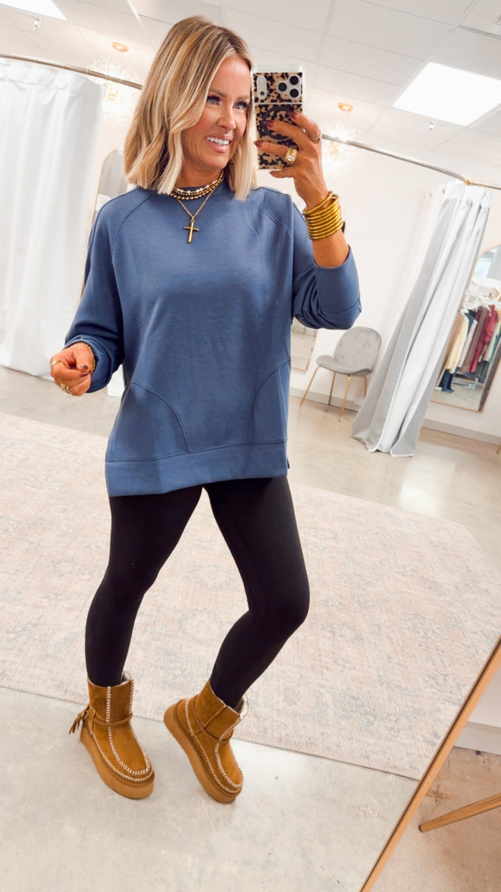 The Split Edge Pullover-Blue Indigo