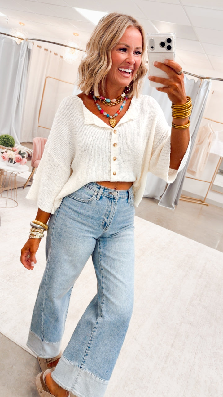 The Brandi Button Down Cardigan-Ivory