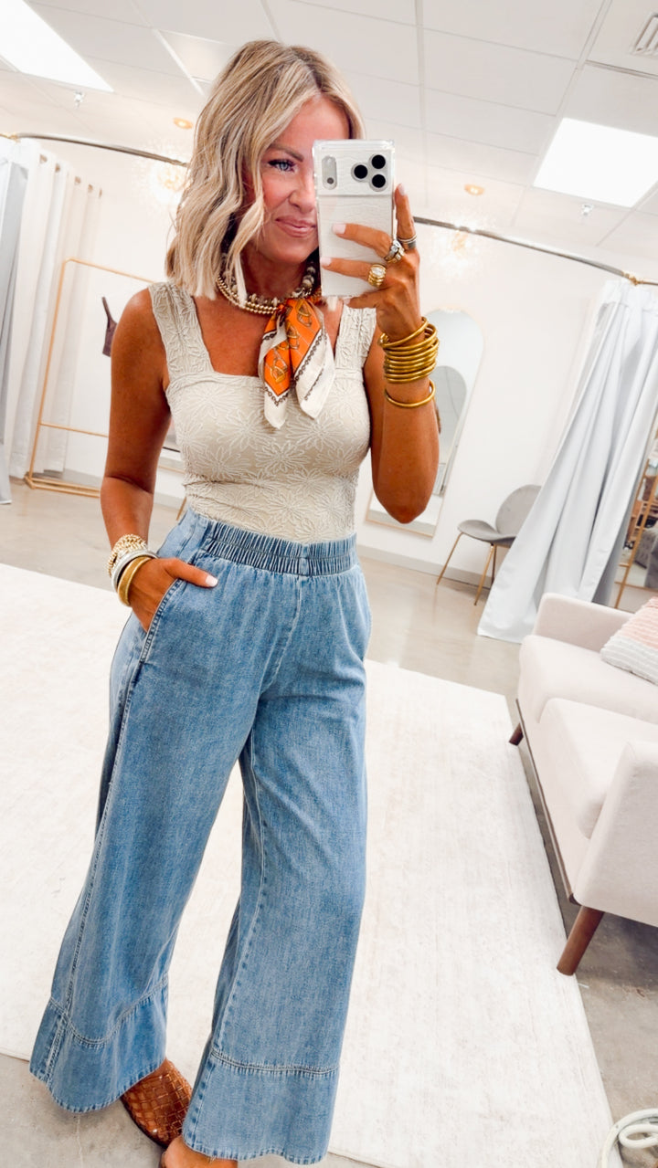 The Colette Wide Leg Pant-Light Denim