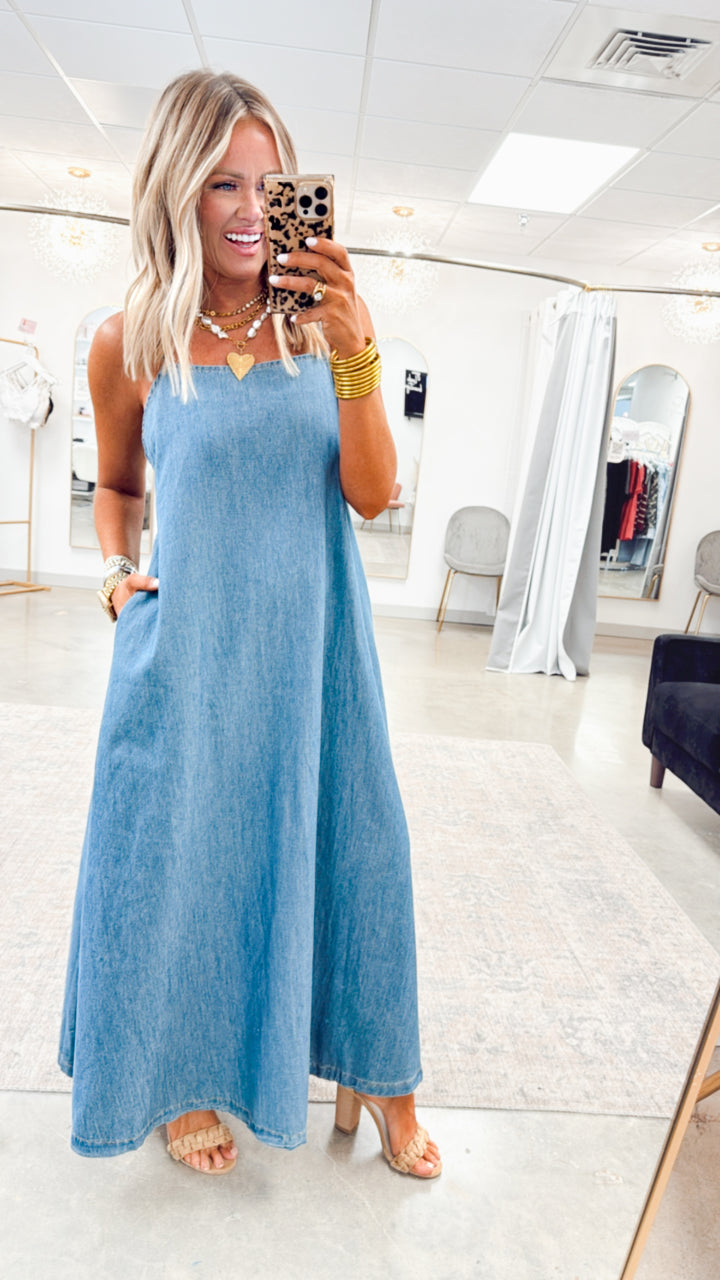 Country Fields Cami Dress-Denim