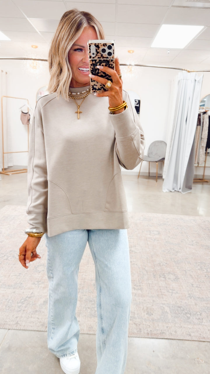 The Split Edge Pullover-Ash Mocha
