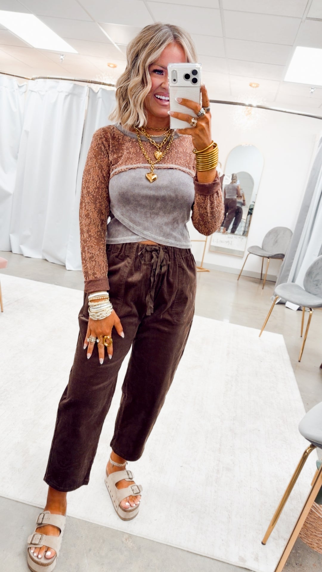 The Laced In Love Top-Cocoa