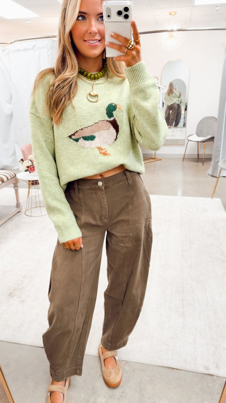 The Langston Barrel Pants-Moss