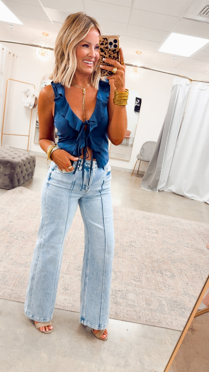 Ryder Ruffle Front Tie Top