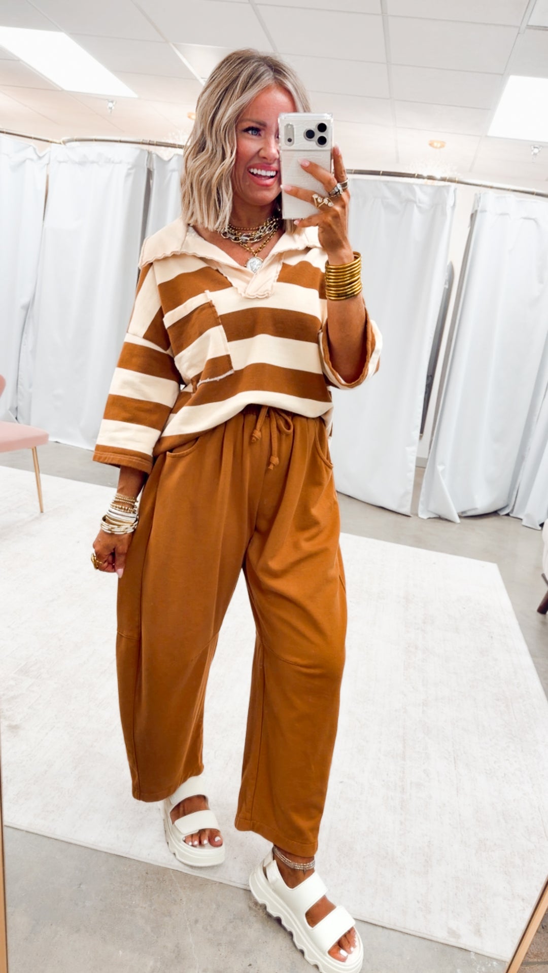 The Varsity Stripe Top-Terra/Beige