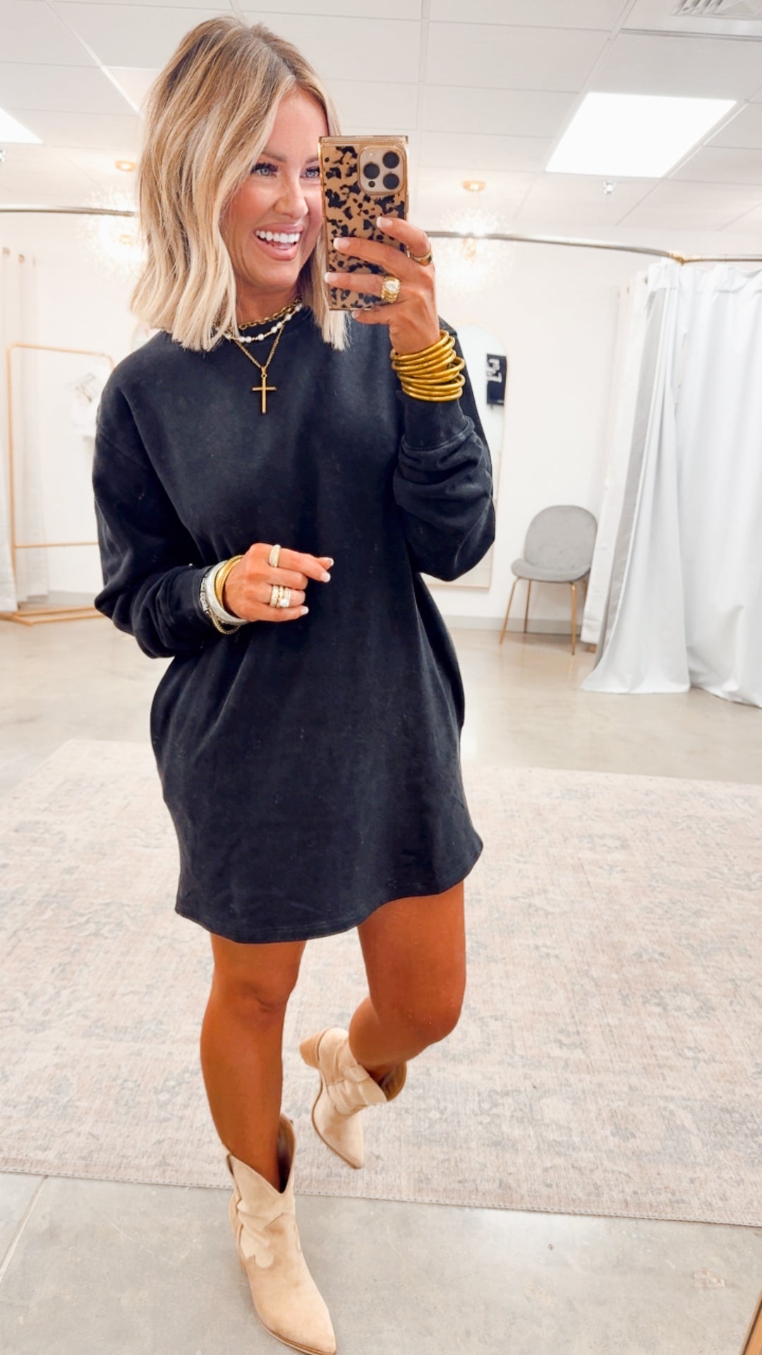 Mila Sweatshirt Dress-Black