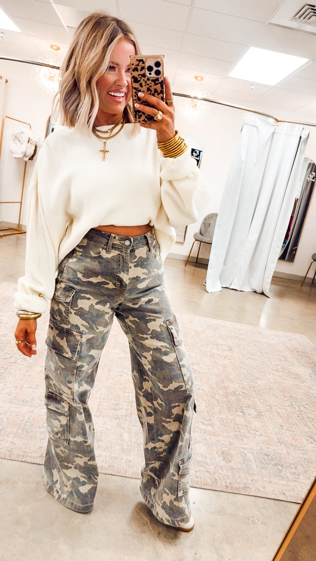 Cream Waffle Bliss Cropped Sweater