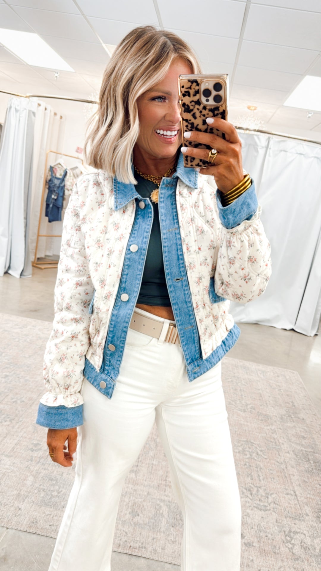 Quilted Floral Print Jacket