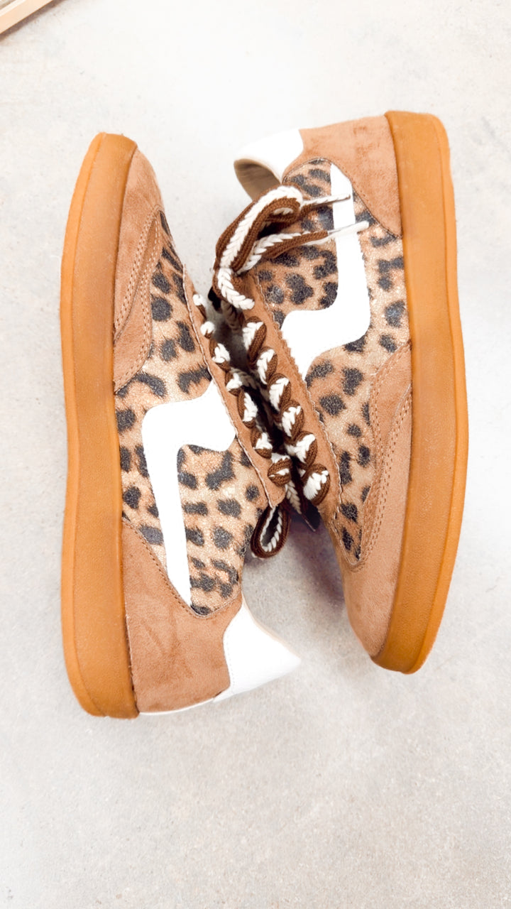 Destiny Lace Up Sneakers-Coffee Leopard