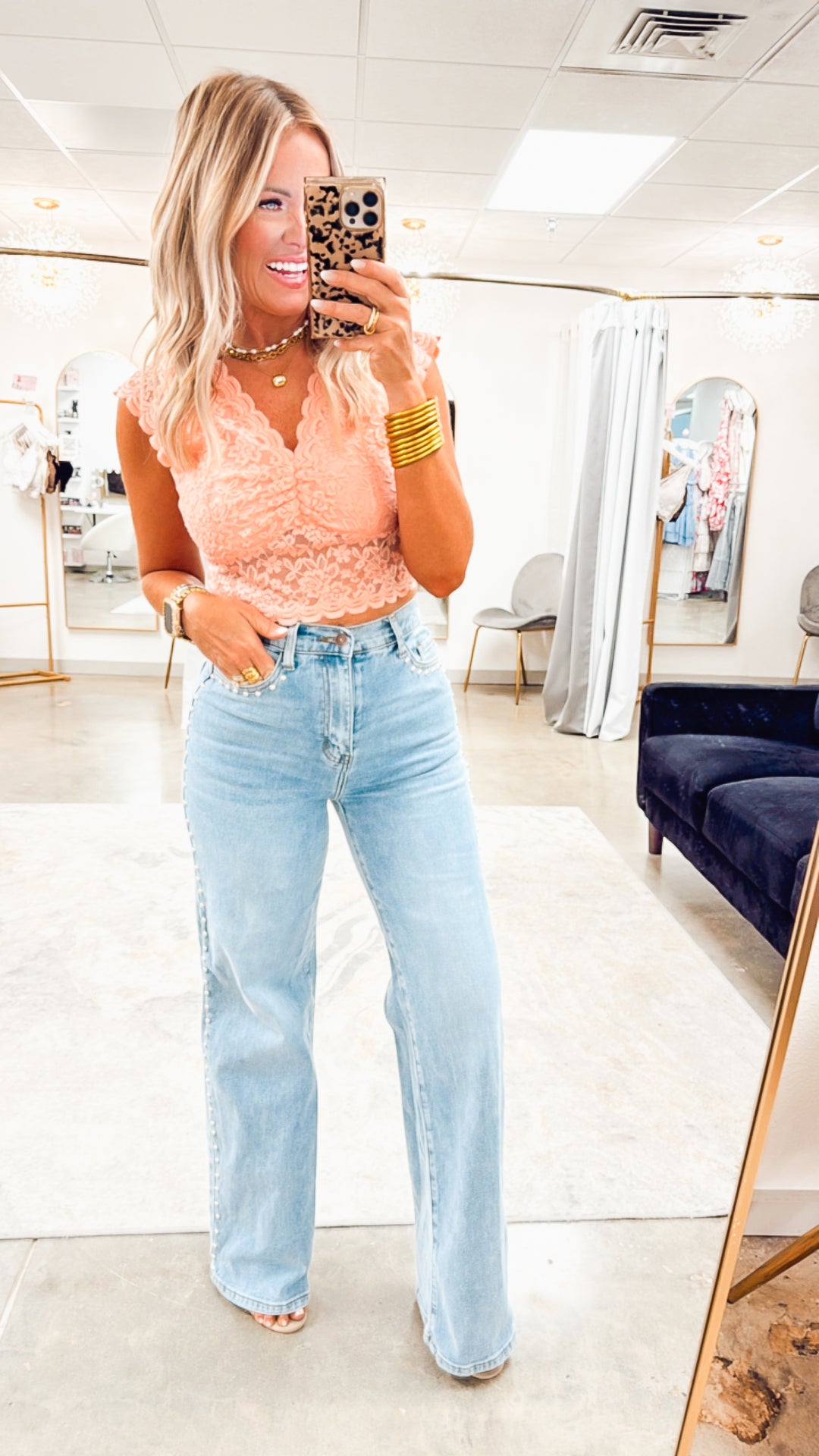 Lace Embrace Top-Coral Pink