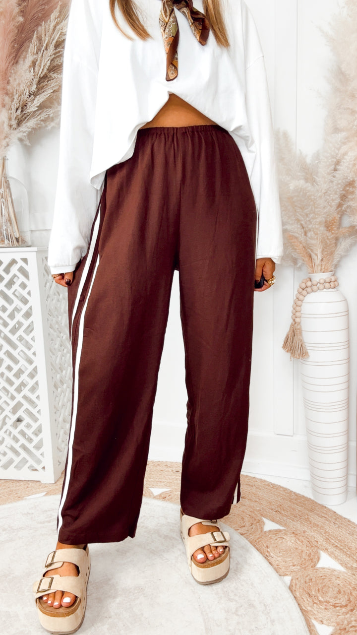 The Gigi Stripe Pants-Espresso