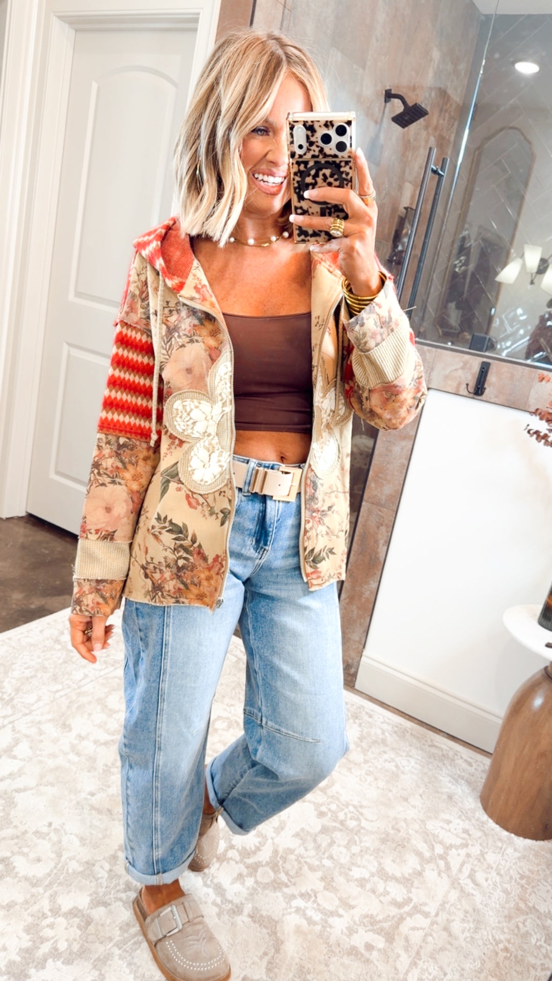 Floral Patchwork Hooded Jacket