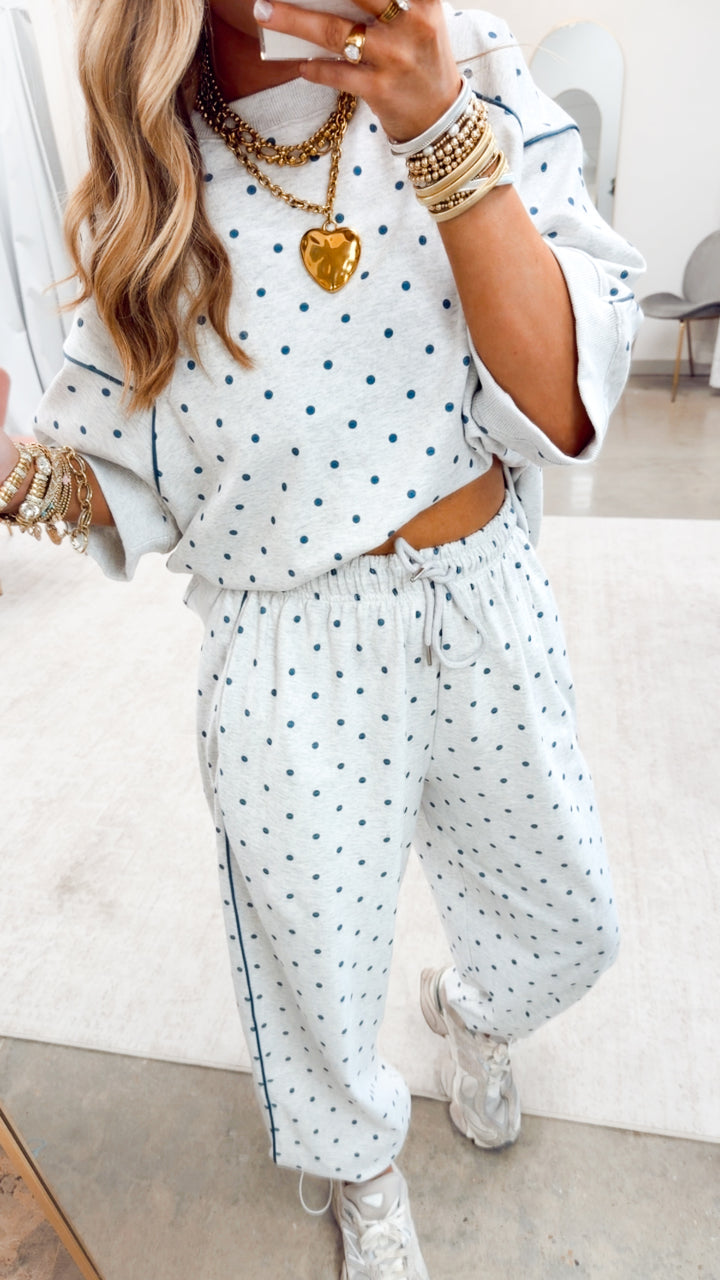 Piper Dot Two Piece Set-Grey/Navy