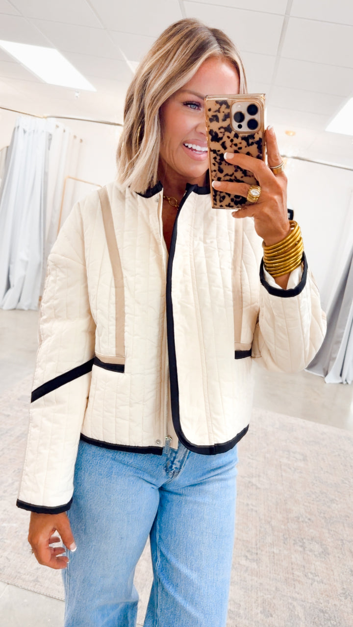 Color Block Quilted Jacket