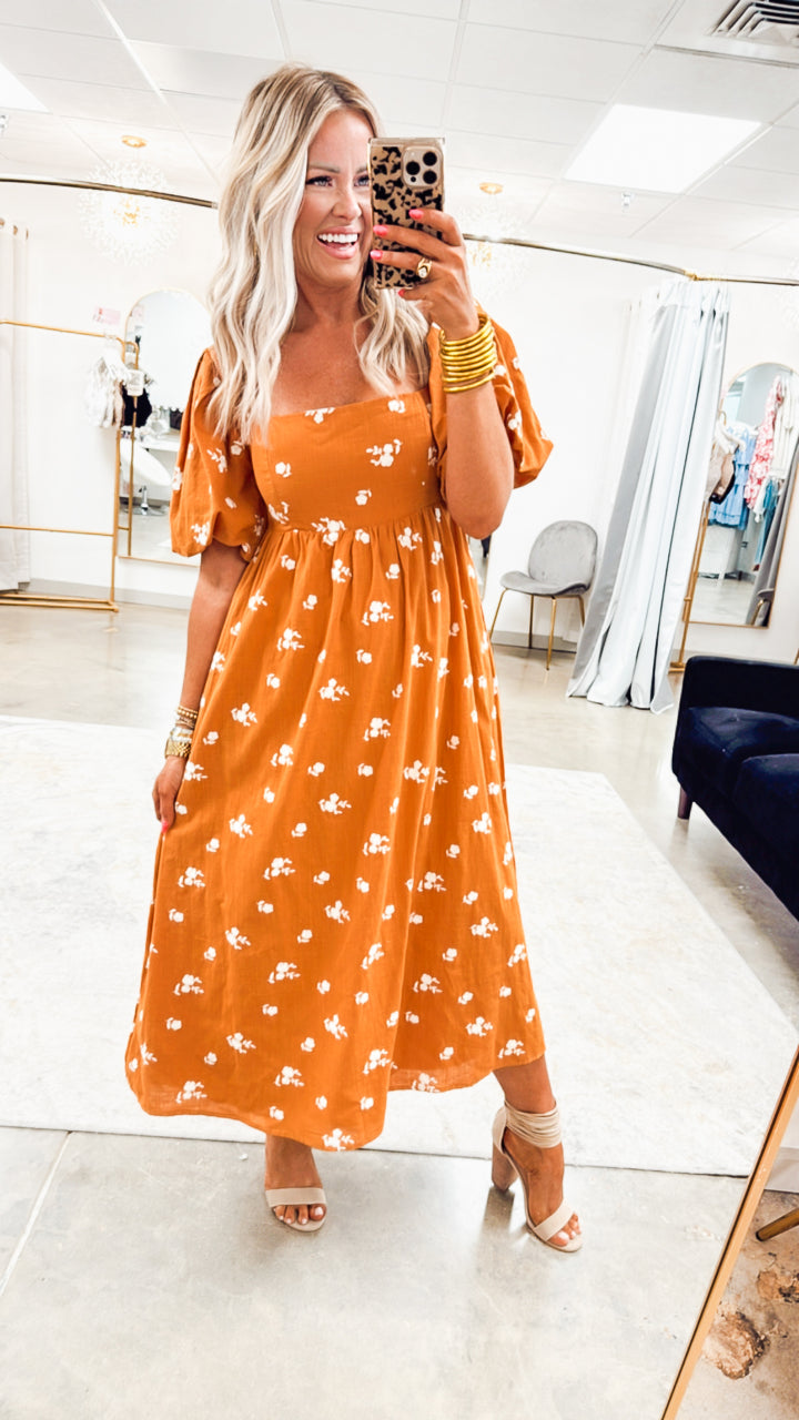 Sunrise Bloom Midi Dress