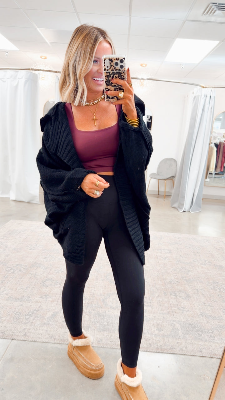 Amelia Drape Cardigan-Black