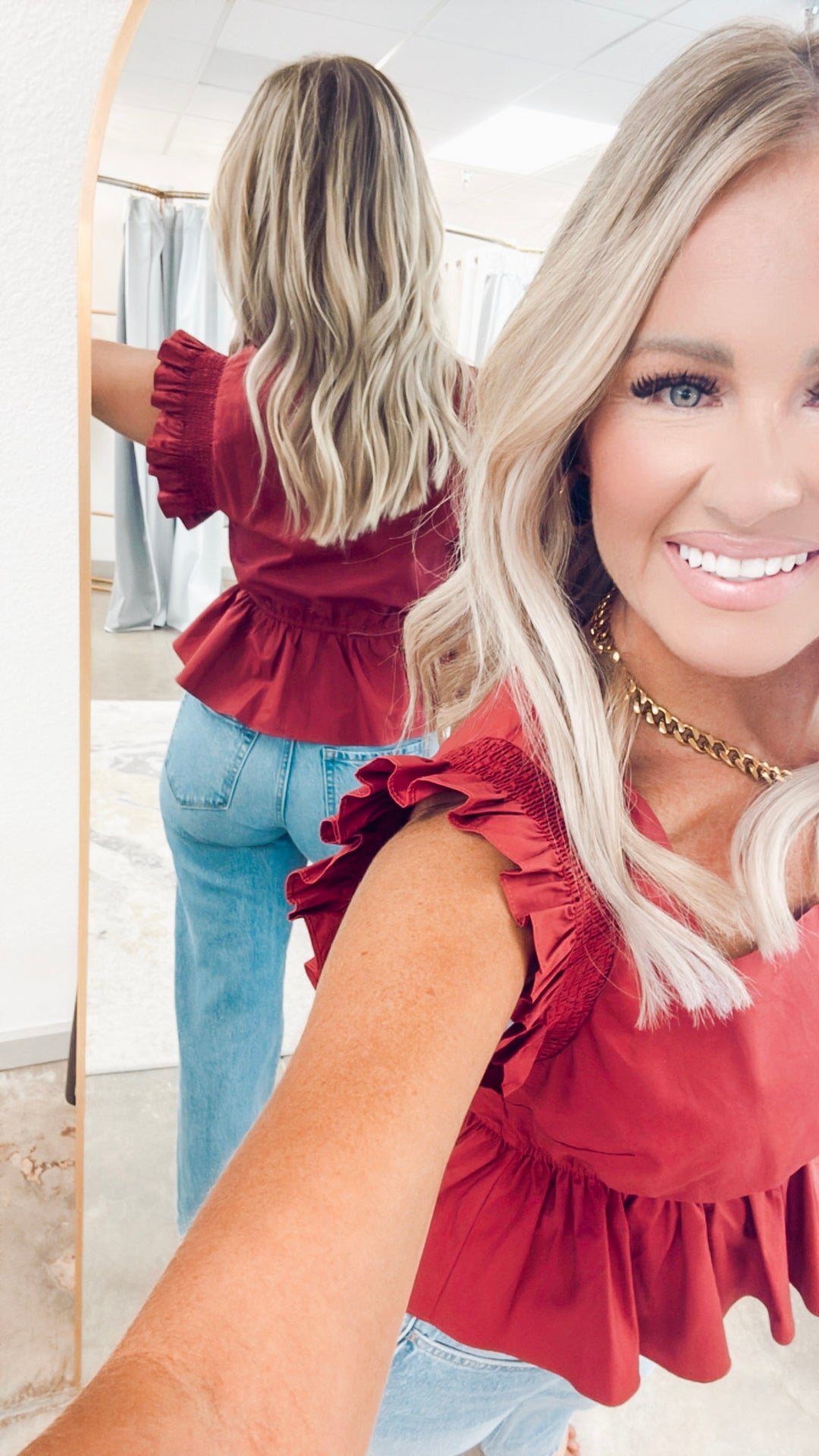 Sweet Ruffle Square Neck Top