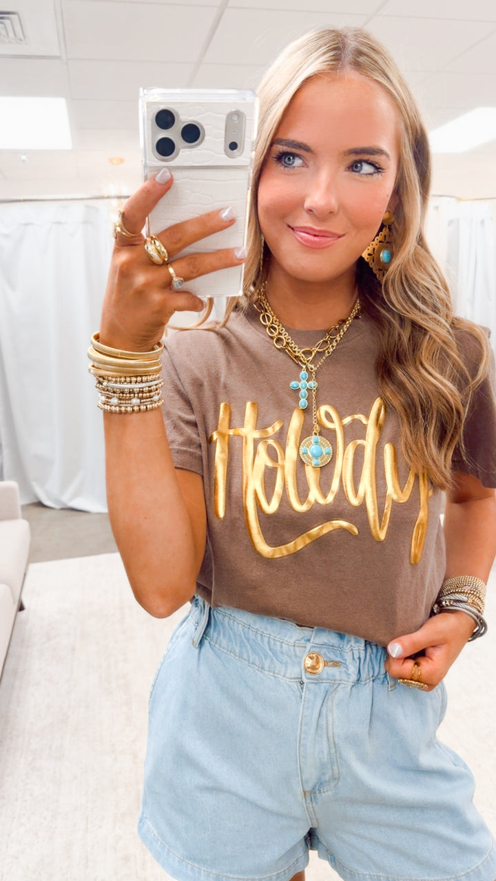 Howdy Gold Embroidered Tee