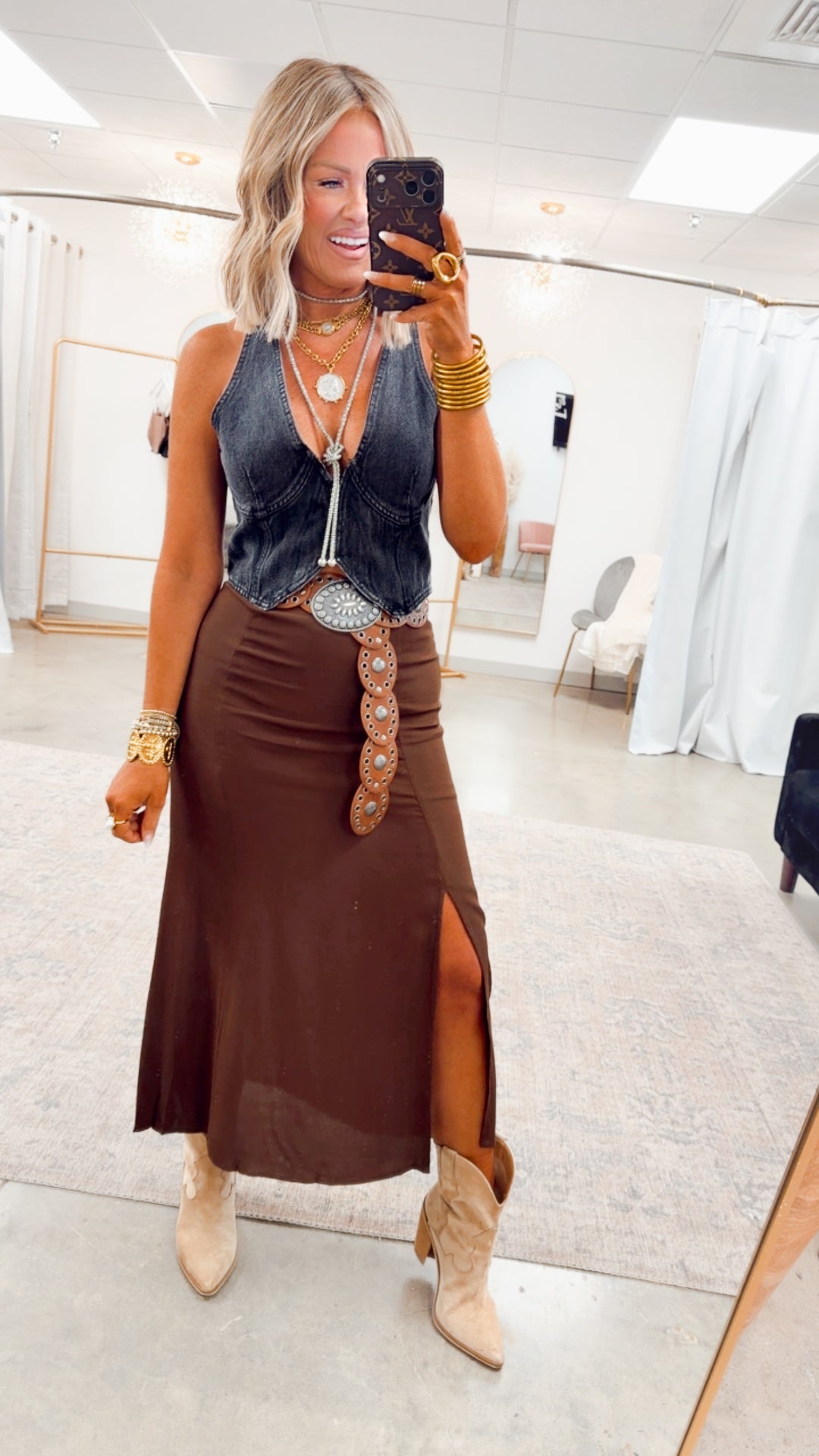 The Marlow Midi Skirt-Brown