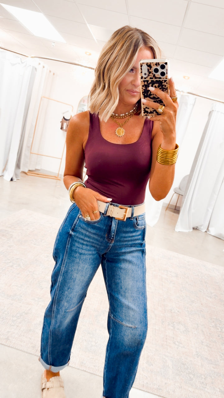 Rae Sleeveless Bodysuit-Cassis