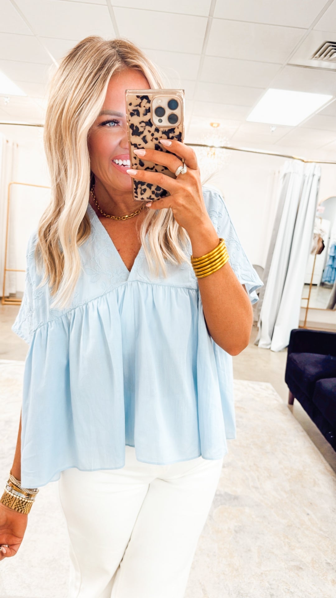 Petal Perfection Top-Blue