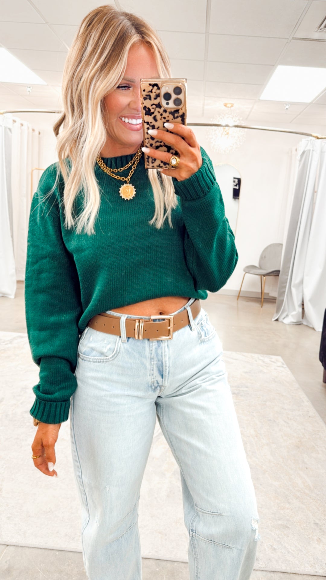 Olivia Knit Sweater- Dark Green