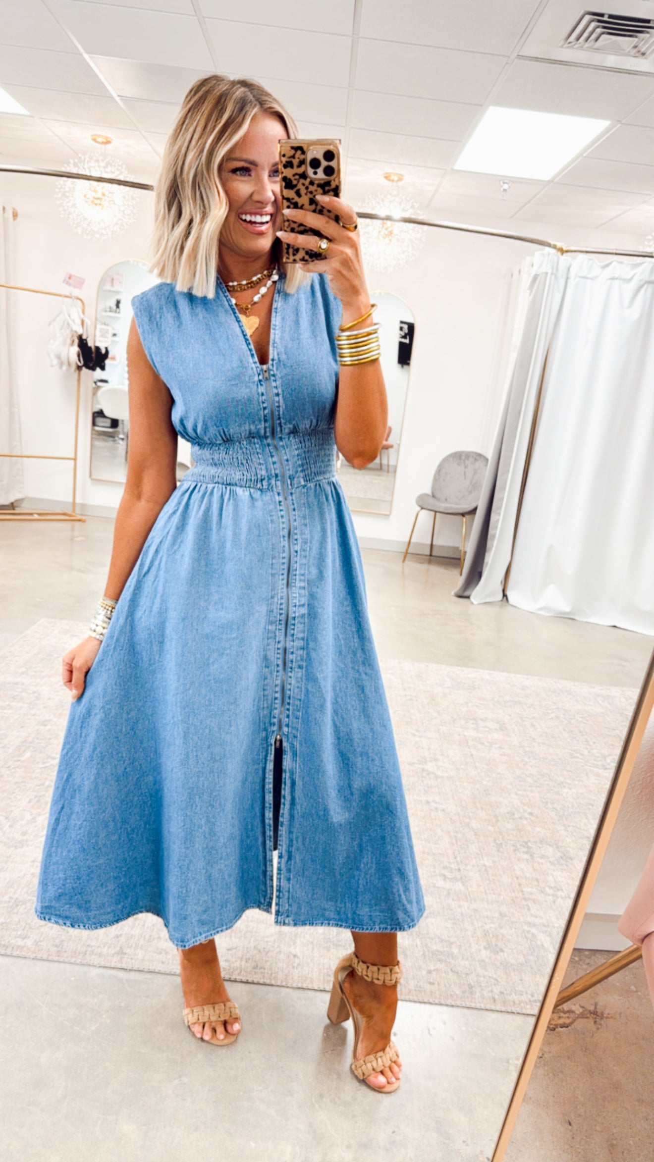 Knox Denim Midi Dress-Medium Wash – Sparkle Tallahassee