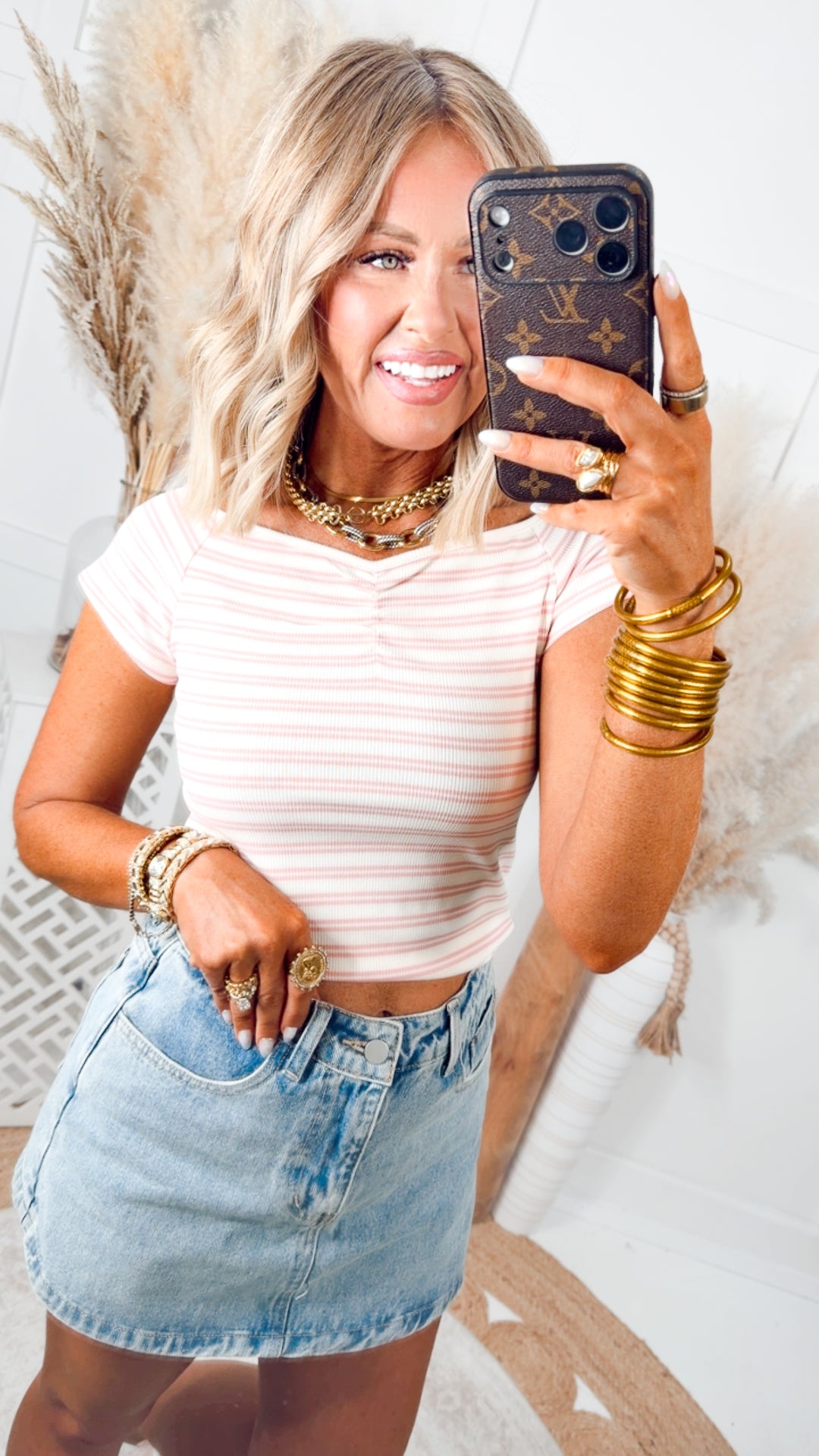 The Lila Ruched Top-Pink/Cream