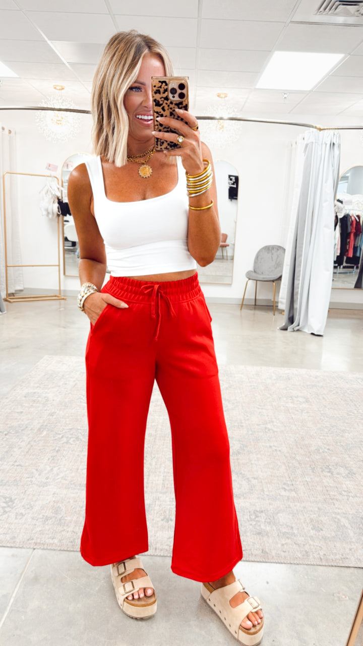 All Wear Wide Leg Pants-True Red