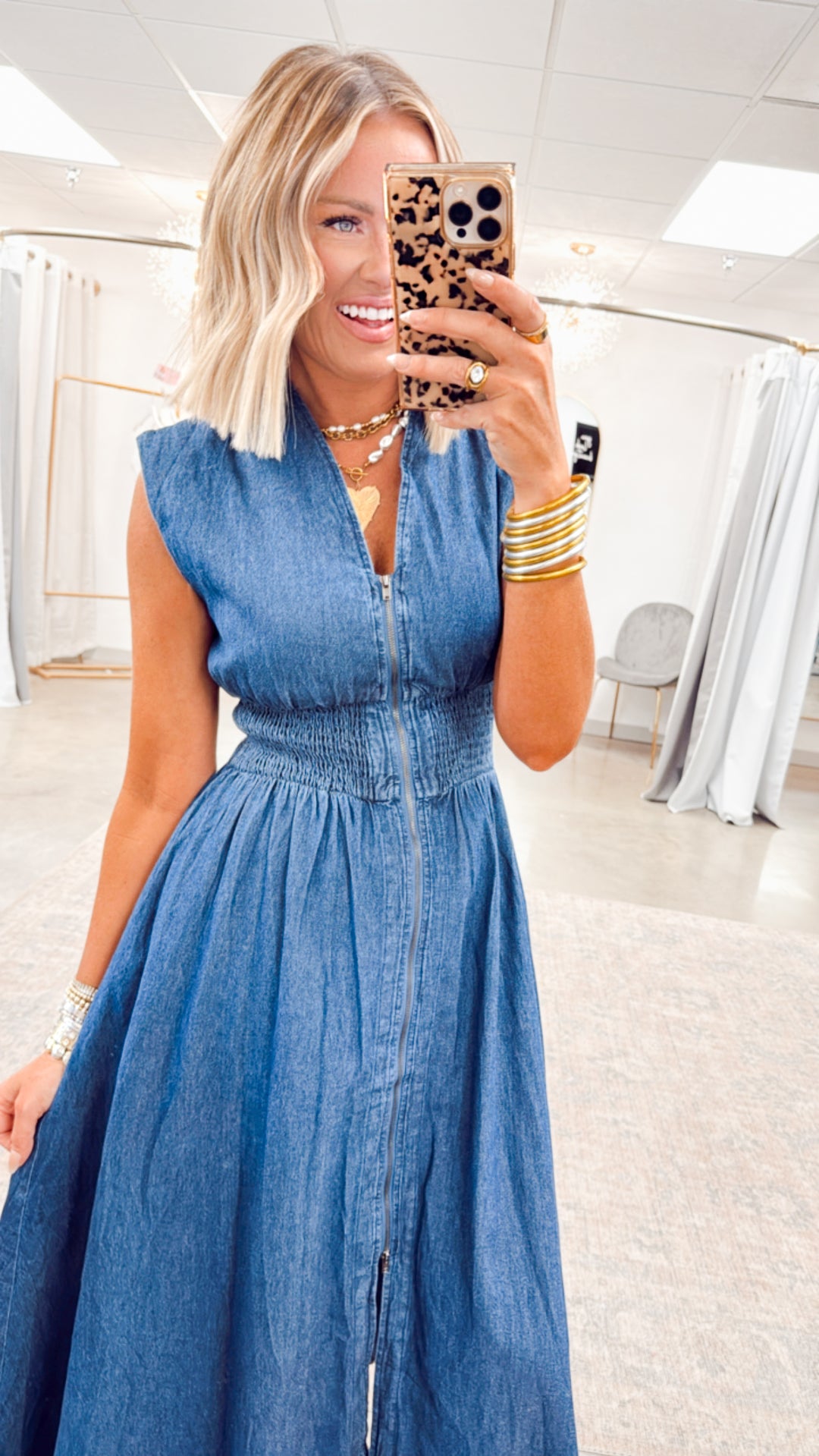 Knox Denim Midi Dress-Dark Wash