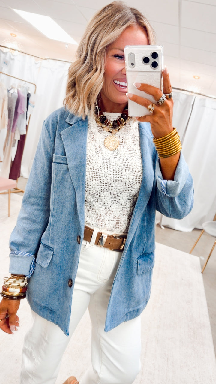 The Aria Floral Crochet Top-Cream