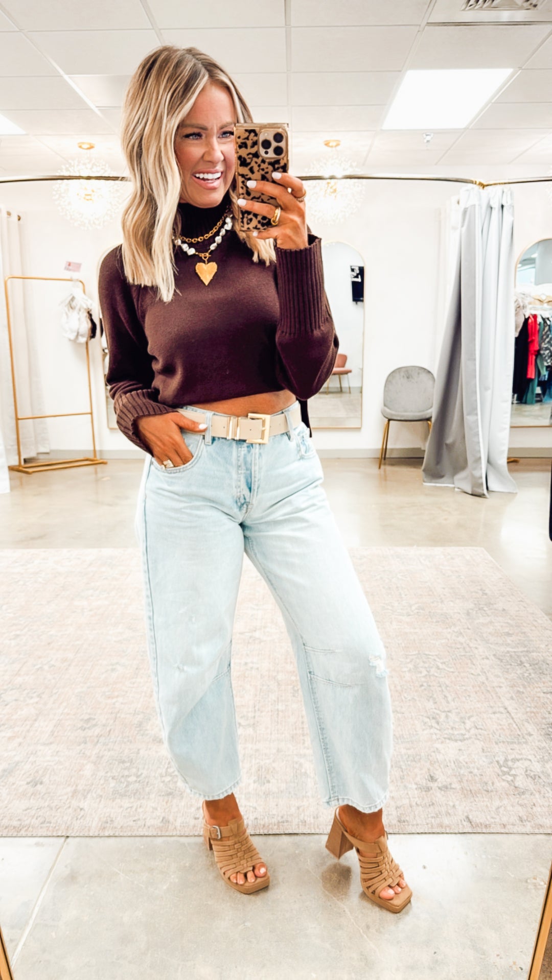 Audrey Cropped Sweater-Brown