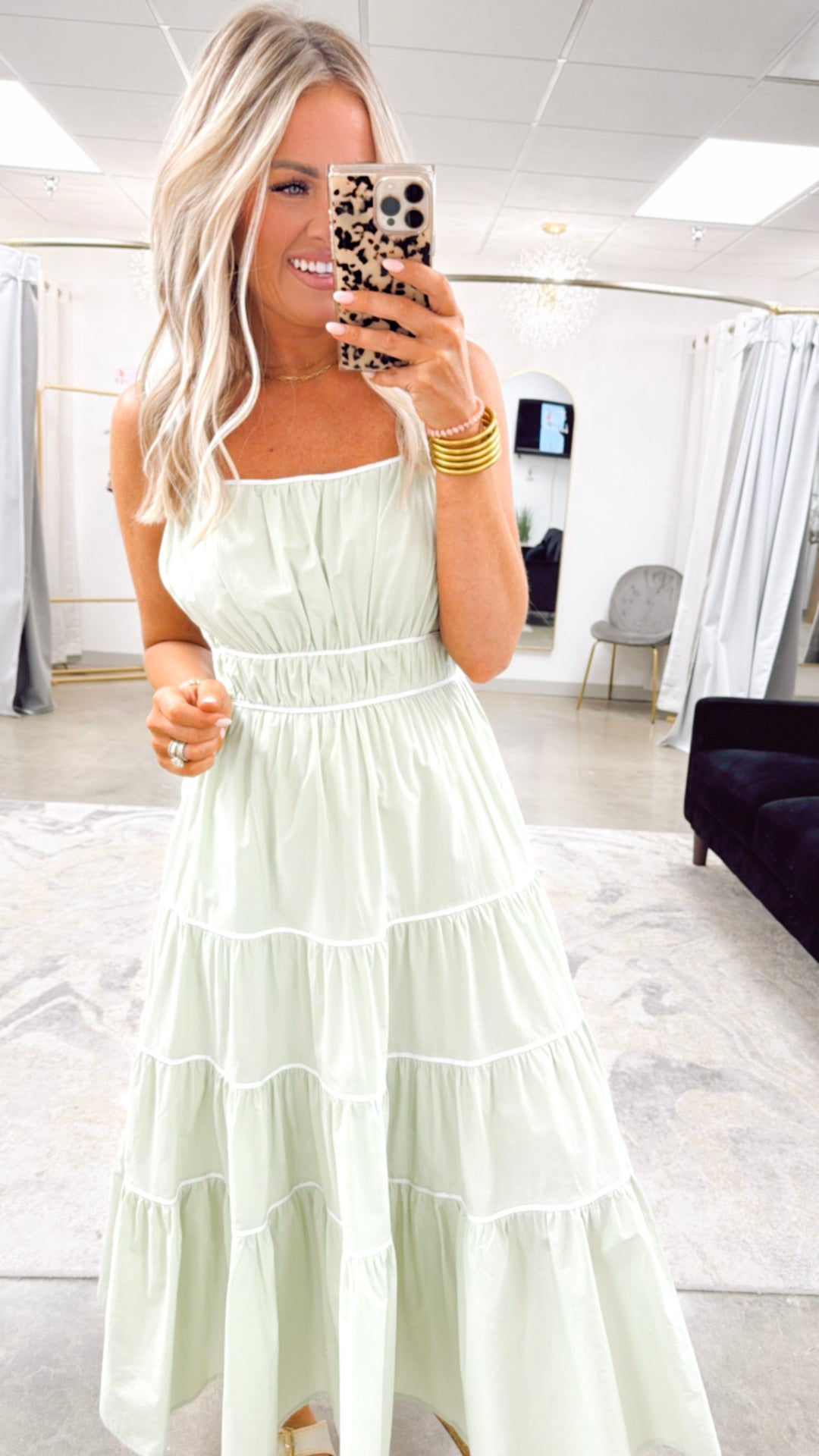 Timeless Tiered Midi Dress-Sage