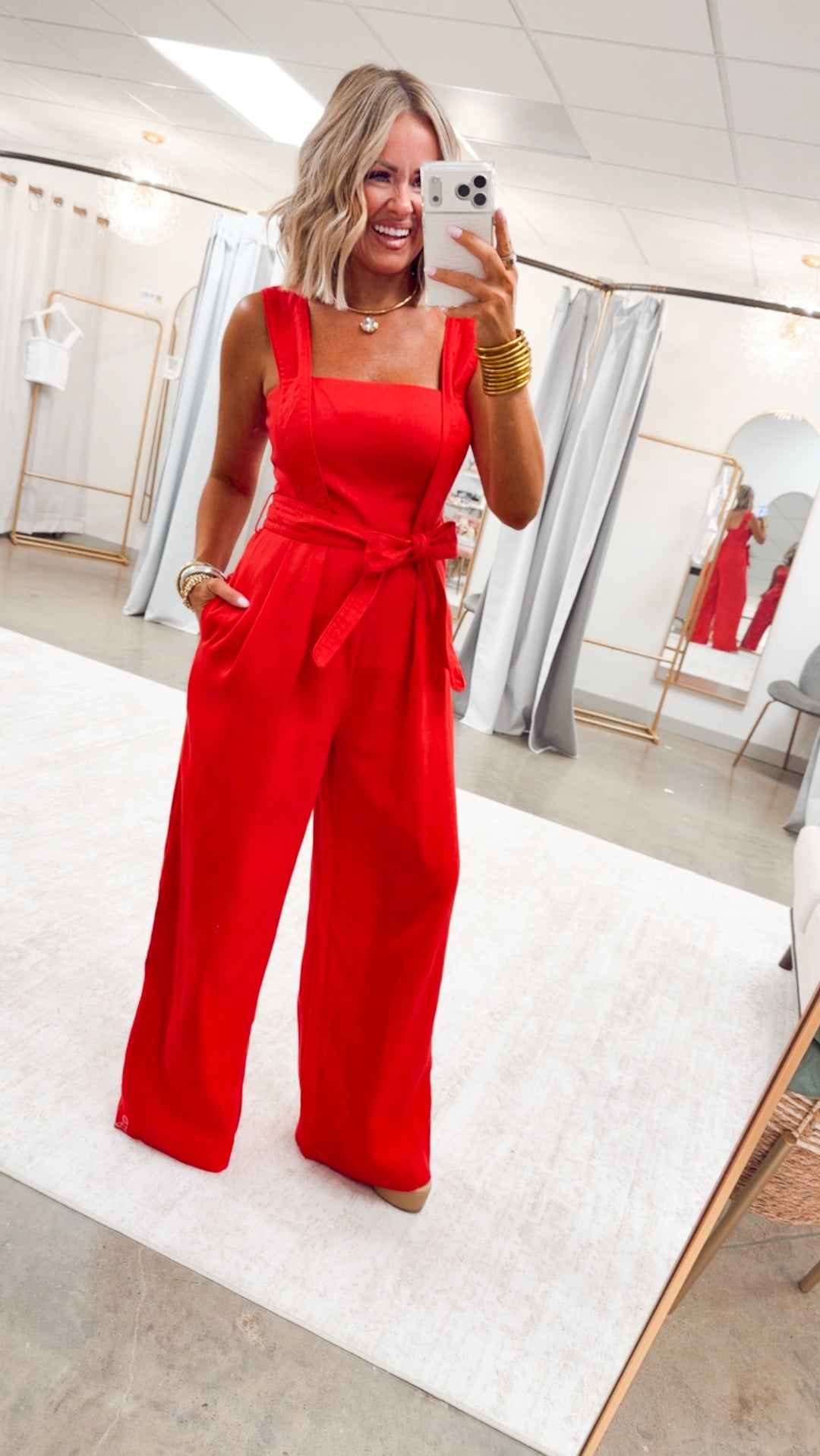 The Poppy Wide Leg Jumpsuit-Red