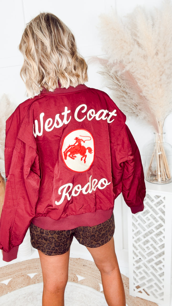 West League Bomber Jacket-Burgundy