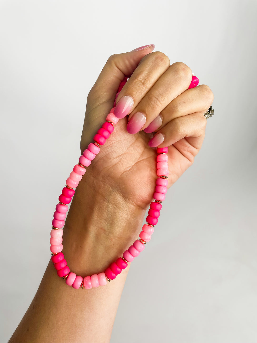 Aubrey Beaded Necklace-Hot Pink