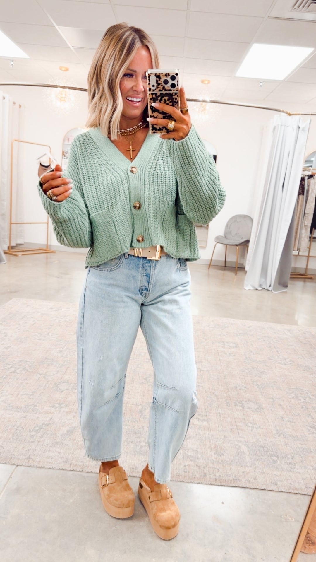 Oversized Ribbed Sweater Cardigan-Dusty Green